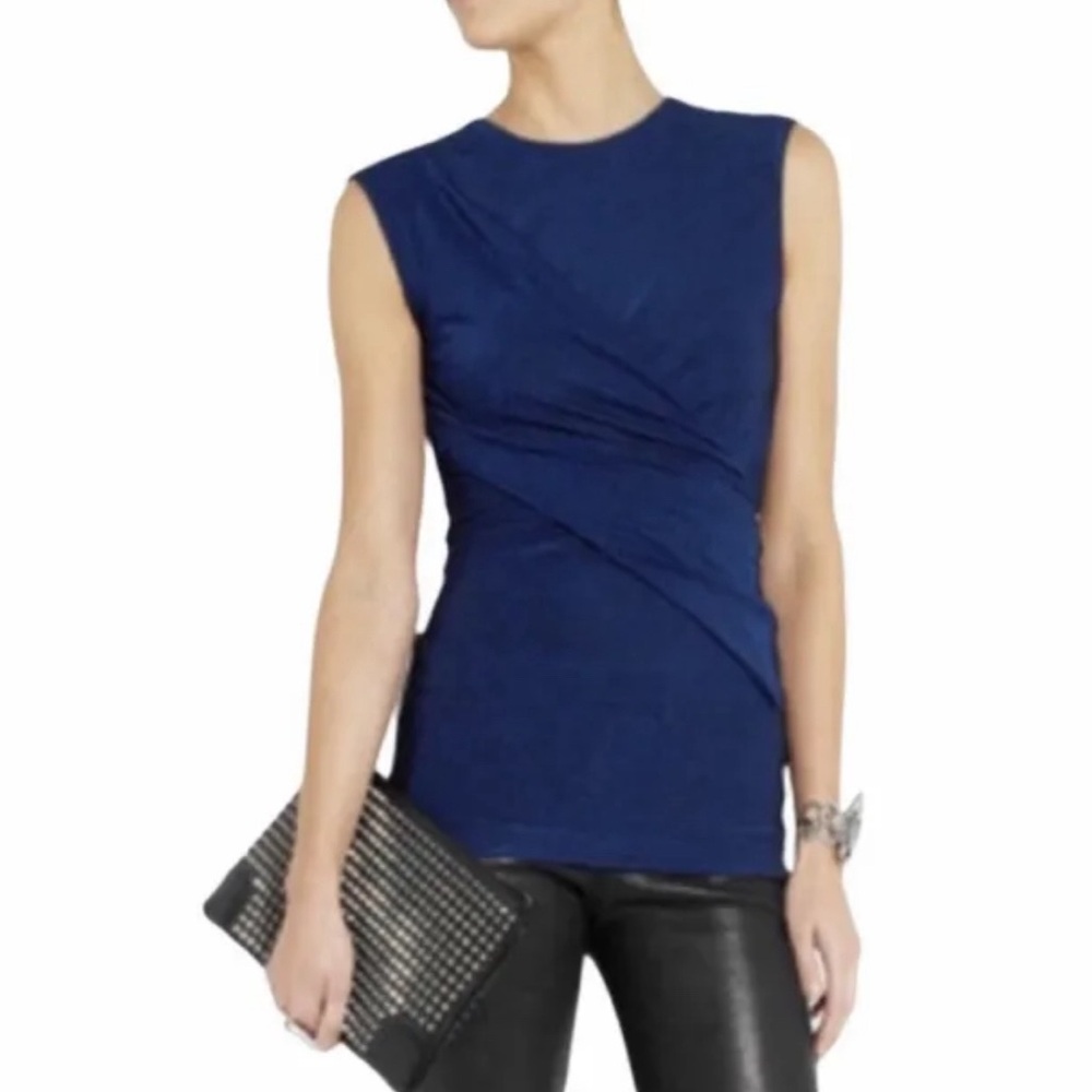 T by Alexander Wang Twisted Sapphire Blue sleevelss Blouse Top size Small VGUC